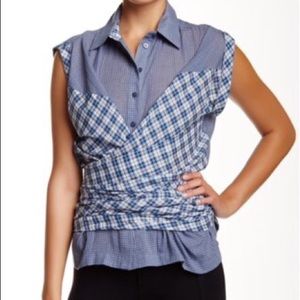 Tailored L.A.M.B. plaid wrap around top